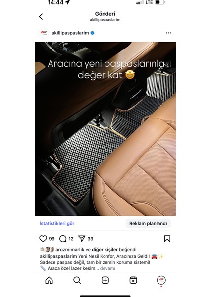 Akıllı Araç Paspasları modelleri