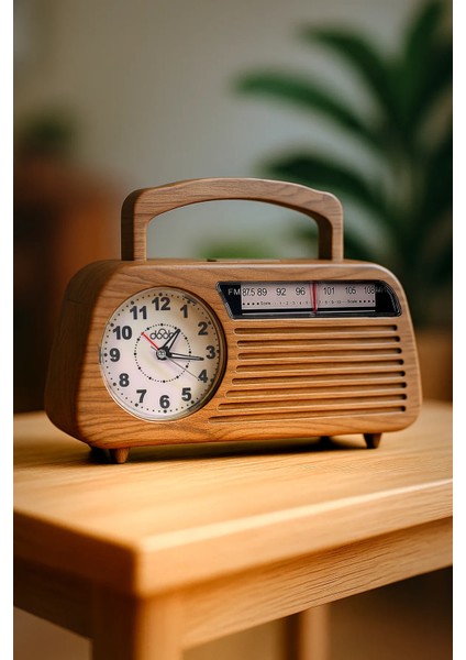 Çalar Saatli Analog Kadranlı Ahşap Taşınabilir Radyo DB-1952 Woody