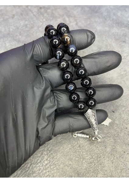 Siyah Akik Taşı Büyük Boy Üst Düzey Doğaltaş Tesbih fiyatları