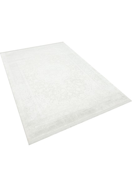 Xena Beyaz Çerçeveli Etnik Modern Desenli Viskon Hav Vermeyen Leke Tutmayan Kolay Temizlenen Yumuşak Makine Salon Yolluk Mutfak Halı fiyatları