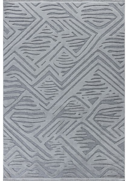 Axel Gri Modern Etnik Desenli Hav Vermeyen Leke Tutmayan Kolay Temizlenen Yumuşak Makine Salon Yolluk Mutfak Halı