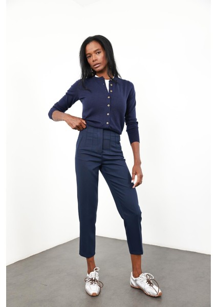 Lacivert Kemik Düğmeli Lyocell Iplik Hırka modelleri