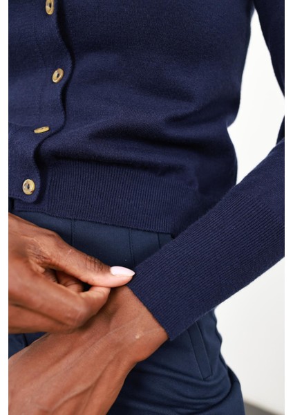 Lacivert Kemik Düğmeli Lyocell Iplik Hırka indirimleri