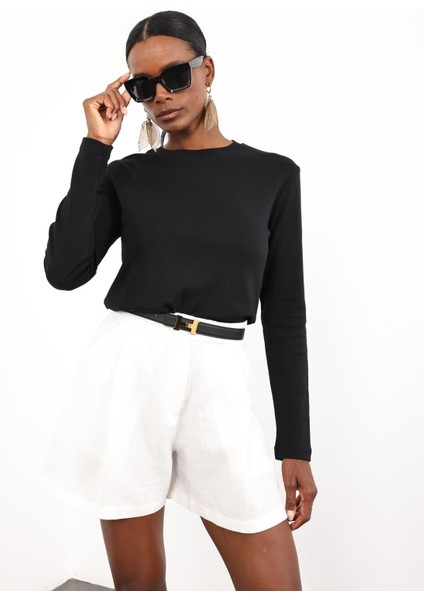 Siyah Uzun Kollu Basic Tişört 1103