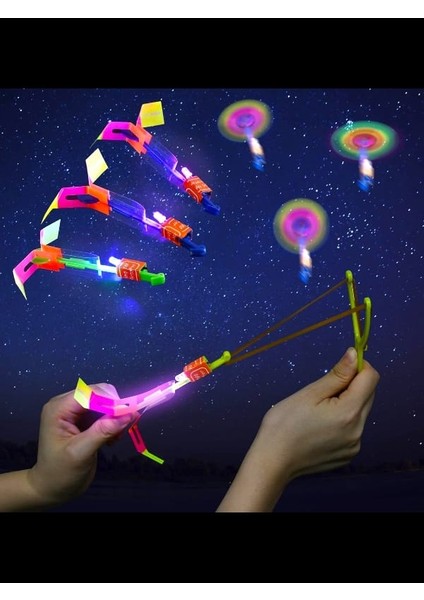 2 Adet Renk Seçeneği Ile LED Işıklı Sapan Havada Süzülen Oyuncak Mancınık Sapan