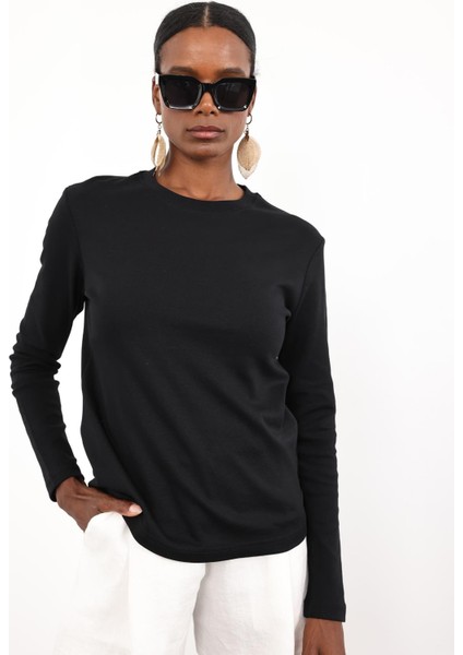 Siyah Uzun Kollu Basic Tişört 1103