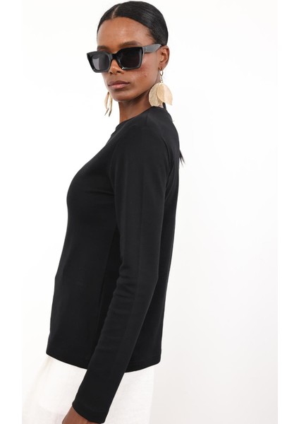 Siyah Uzun Kollu Basic Tişört 1103