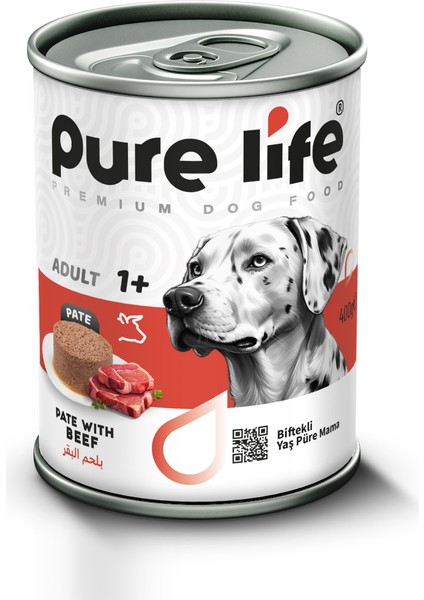 Purelife Pate Sığır Etli Yetişkin Köpek Konserve Mama 400GR