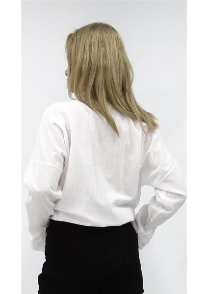 Kadın Çift Cepli Keten Owesize Gömlek modelleri