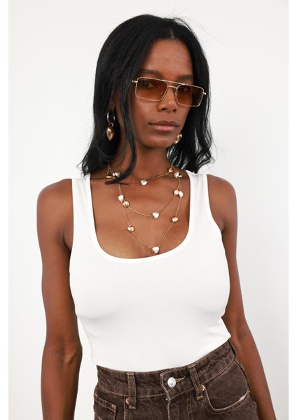 Beyaz Askılı Basic Bodysuit 60265