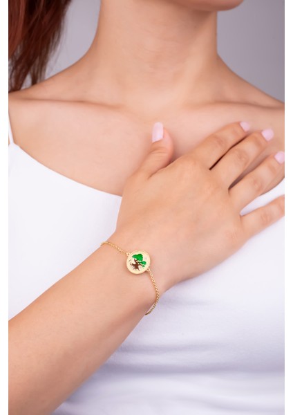 Totoro Ağacı 18 Ayar Sarı Altın Kaplama 19 cm Gümüş Bileklik fırsatları