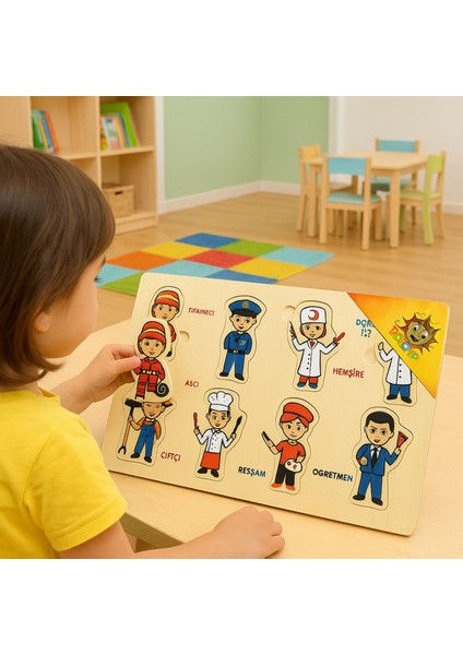 7’li Eğitici Ahşap Puzzle Seti | Organlar, Meslekler, Hayvanlar ve Daha Fazlası modelleri