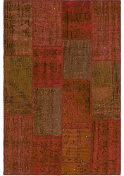 Iskece Turuncu Eskitme Etnik Modern Desenli Yün Hav Toz Vermez Leke Tutmayan Salon Yolluk Mutfak El Dokuma Halı