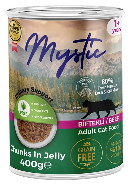 Biftekli Tahılsız Yetişkin Kedi Konservesi 400 gr x 12 Adet