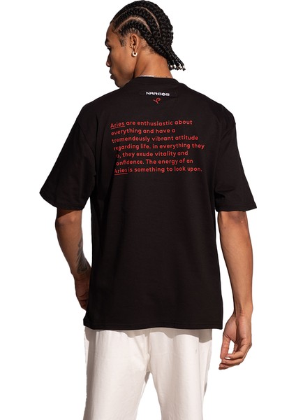 Erkek Oversize Siyah T-Shirt Koç Burcu fiyatları