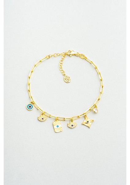 Bereket Işıltısı 18 Ayar Sarı Altın Kaplama 20 cm Gümüş Bileklik