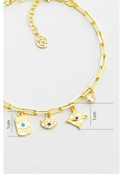 Bereket Işıltısı 18 Ayar Sarı Altın Kaplama 20 cm Gümüş Bileklik modelleri