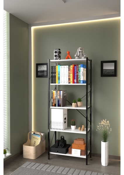 Ahlas 5 Raflı Dekoratif Kitaplık Dosya Rafı Ofis Rafı Mutfak Rafı Çok Amaçlı Raf 150 cm fiyatları