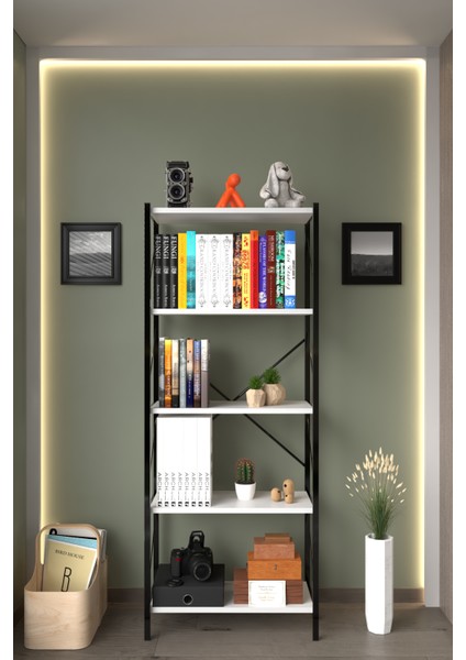 Ahlas 5 Raflı Dekoratif Kitaplık Dosya Rafı Ofis Rafı Mutfak Rafı Çok Amaçlı Raf 150 cm modelleri