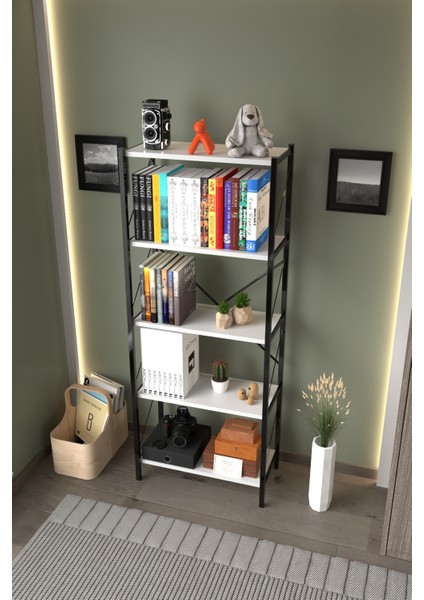 Ahlas 5 Raflı Dekoratif Kitaplık Dosya Rafı Ofis Rafı Mutfak Rafı Çok Amaçlı Raf 150 cm fırsatları