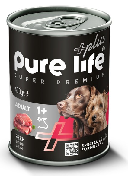 Purelife Plus Sığır Yetişkin Köpek Konserve Mama 400GR