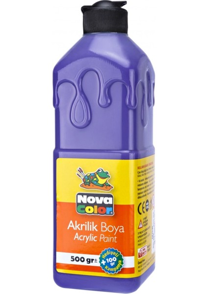 Mor Akrilik Boya 500 gr 1 Adet Su Bazlı Akrilik Boyası Hobi Sanatsal Boy Tuval Ahşap Metal