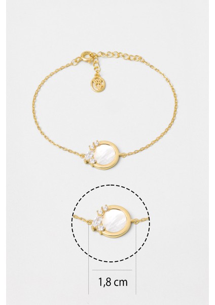 Sedef Taşlı 18 Ayar Sarı Altın Kaplama 19 cm Gümüş Minimal Bileklik modelleri