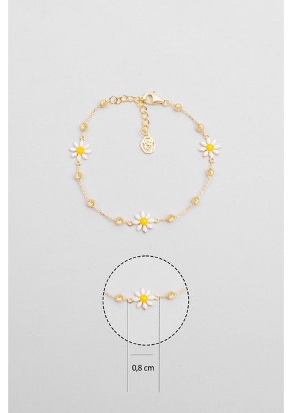 Kyoto Papatyası 18 Ayar Sarı Altın Kaplama 19 cm Gümüş Bileklik modelleri