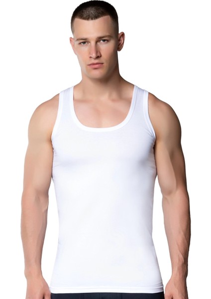 Geniş Askılı 6lı Paket Beyaz Atlet