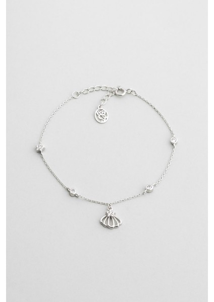 Deniz Kabuğu 18 Ayar Beyaz Altın Kaplama Gümüş Bileklik