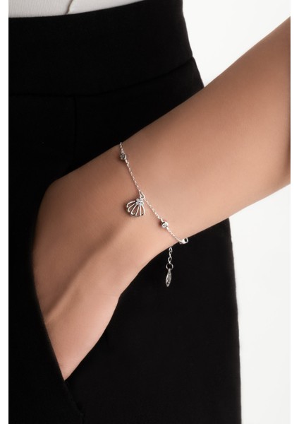 Deniz Kabuğu 18 Ayar Beyaz Altın Kaplama Gümüş Bileklik fiyatları