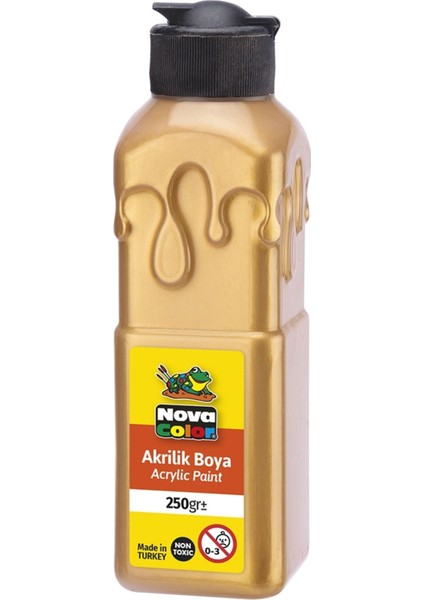 Altın Akrilik Boya 250 gr 1 Adet Su Bazlı Akrilik Boyası Hobi Sanatsal Boy Tuval Ahşap Metal
