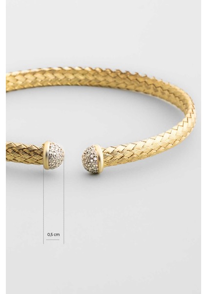 Italyan Alba 18 Ayar Sarı Altın Kaplama Gümüş Kelepçe Bileklik modelleri