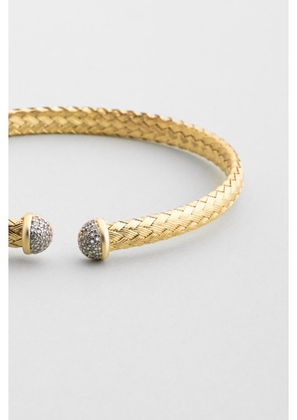 Italyan Alba 18 Ayar Sarı Altın Kaplama Gümüş Kelepçe Bileklik indirimleri