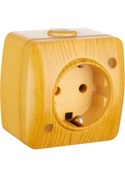 Sıva Üstü Kayın Ahşap Renkli Topraklı Priz Elbi / Alsu