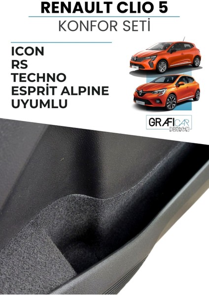Renault Clio 5 Konfor Seti Araç Içi Eşya Saklama Cepleri Kumaş Kaplama Ses Giderici Set - ICON/RS Uyumlu fiyatları