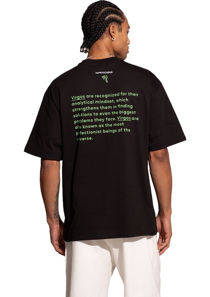 Erkek Oversize Siyah T-Shirt Başak Burcu fiyatları