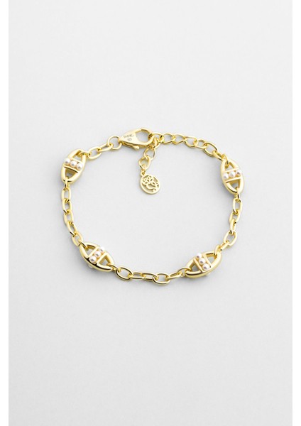 Audrey 18 Ayar Sarı Altın Kaplama 19 cm Gümüş Zincir Bileklik