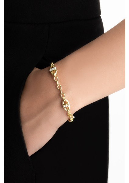 Audrey 18 Ayar Sarı Altın Kaplama 19 cm Gümüş Zincir Bileklik fiyatları
