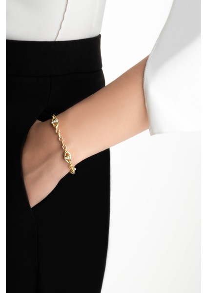 Audrey 18 Ayar Sarı Altın Kaplama 19 cm Gümüş Zincir Bileklik fırsatları
