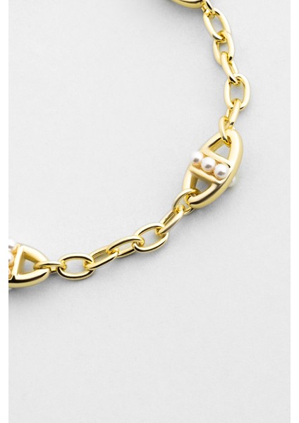 Audrey 18 Ayar Sarı Altın Kaplama 19 cm Gümüş Zincir Bileklik indirimleri