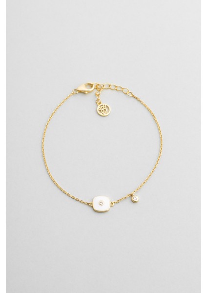 Vintage 18 Ayar Sarı Altın Kaplama 19 cm Gümüş Bileklik