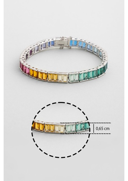 Renkli Dans 18 Ayar Beyaz Altın Kaplama Gümüş Baget Bileklik modelleri