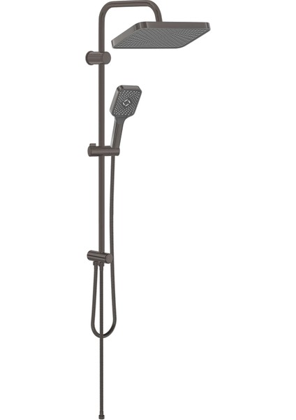 Antrasit - Art Gray Butonlu Fonksiyonlu Kireç Kırıcılı Tepe Duş Seti