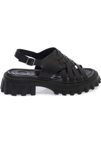 Siyah Hakiki Deri Kadın Sandalet - K24Y1SN67161-A23 indirimleri