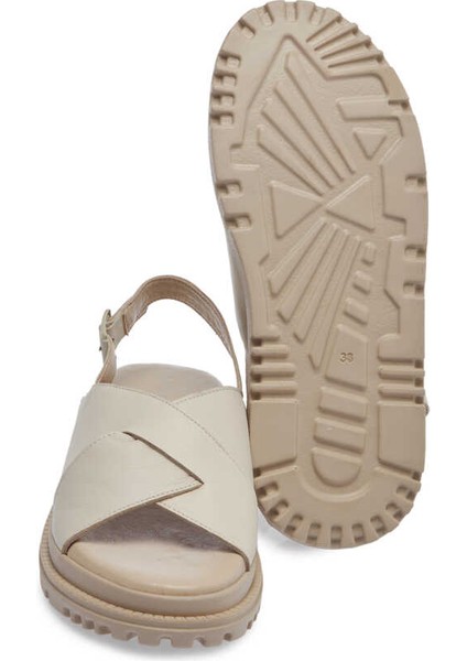 Bej Hakiki Deri Kadın Sandalet - K24Y1SN67140-A25