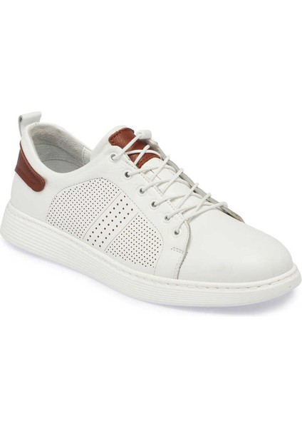 Beyaz Hakiki Deri Erkek Sneaker - E24I1AY56608-A26
