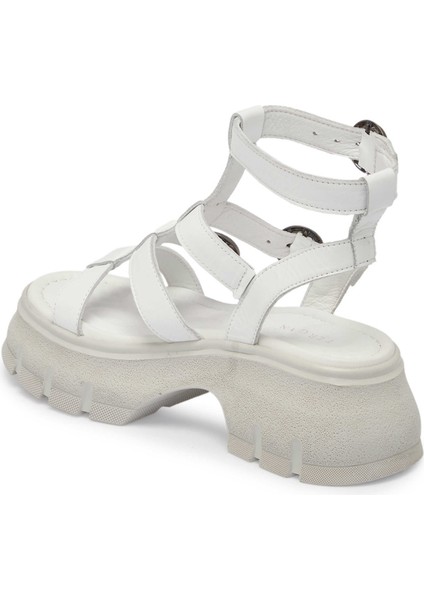 Beyaz Hakiki Deri Kadın Sandalet - K24Y1SN67165-A26 fiyatları