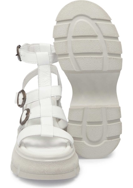 Beyaz Hakiki Deri Kadın Sandalet - K24Y1SN67165-A26 fırsatları