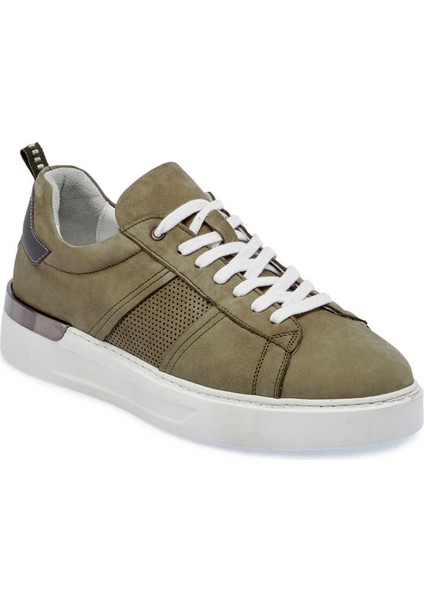 Yeşil Hakiki Nubuk Deri Erkek Sneaker - E24I1AY56638-G98
